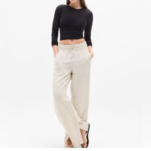 NWT Athleta Wide Leg Drawstring Pants in Light Beige
